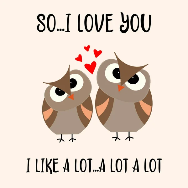 Divertida tarjeta de San Valentín con pareja de pájaros — Archivo Imágenes Vectoriales