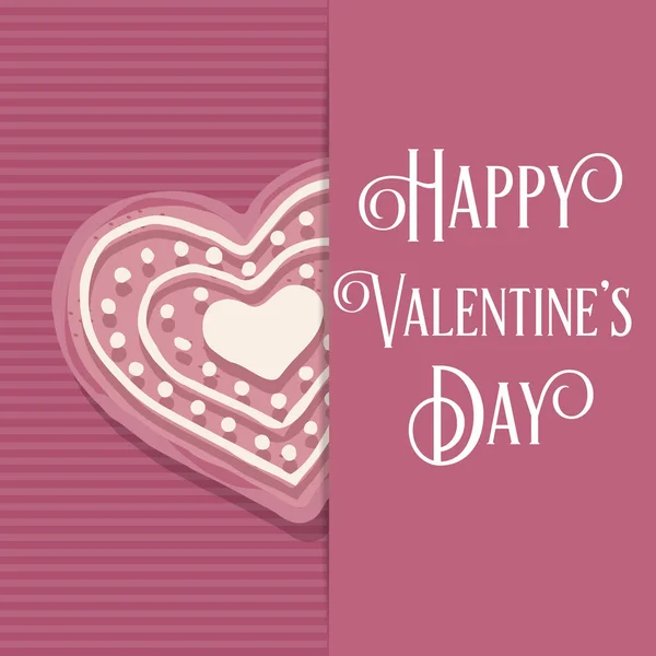 Biglietto di San Valentino con biscotto al cuore rosa — Vettoriale Stock