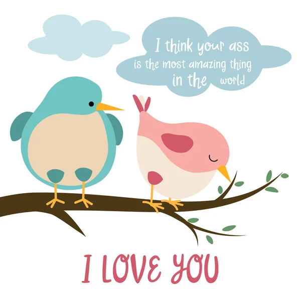 Funny card with birds in love — Stock Vector