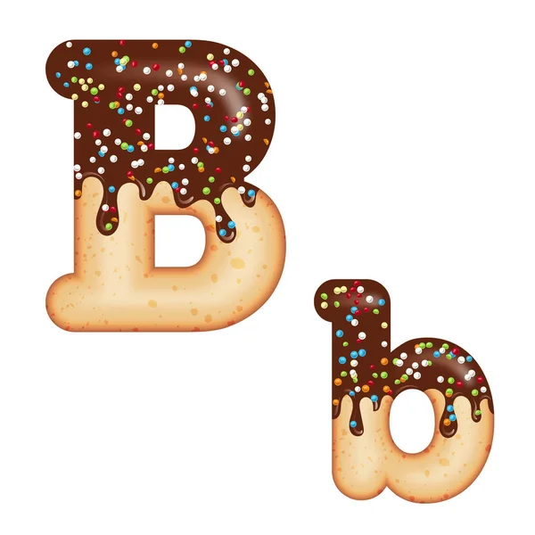 Δελεαστική τυπογραφία. Σχεδίαση γραμματοσειράς. 3D ντόνατ γράμμα B με τζάμια — Διανυσματικό Αρχείο