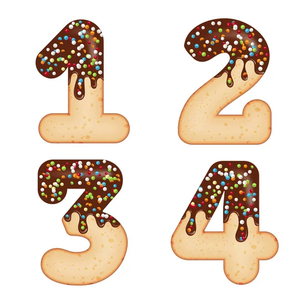 Kuszące Typografia. Projektowanie czcionek. 3D Donut numery jeden, dwa, THR — Wektor stockowy