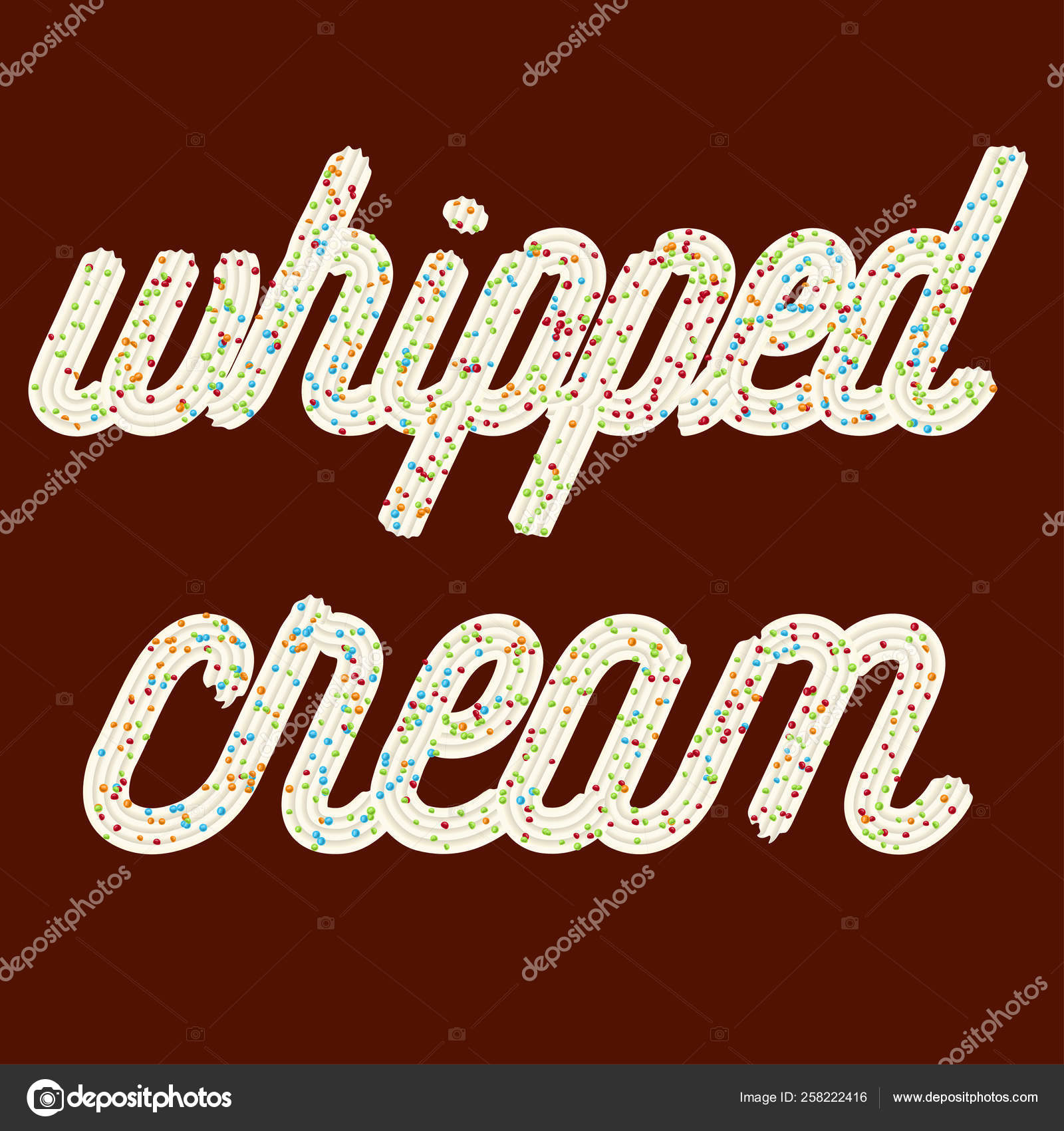 Tempting typography. Icing text. Whipped cream text glazed with Stock ...