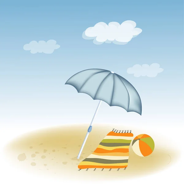 Сцена на пляже. Плакат летнего отдыха — стоковый вектор