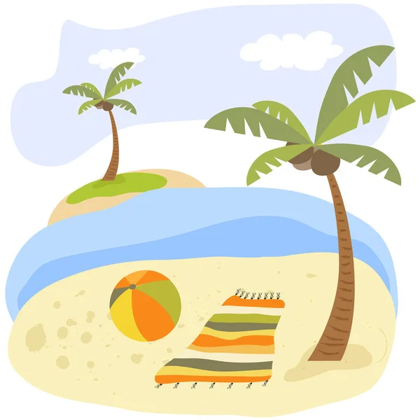 Tropical beach scene. Summer holiday poster — Stock Vector