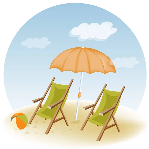 Сцена на пляже. Плакат летнего отдыха — стоковый вектор