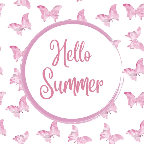 Witam lato. Akwarela banner z motyli — Wektor stockowy