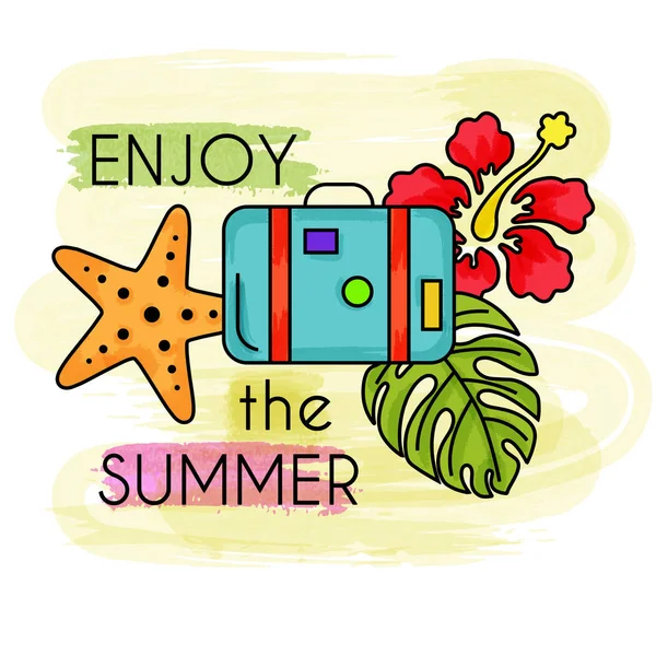 Profite de l'été. Affiche vacances d'été aquarelle. Bannière d'été . — Image vectorielle