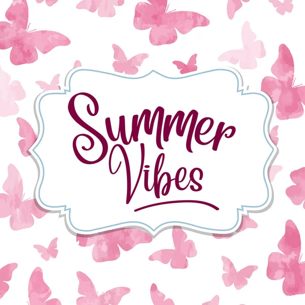 Sommerstimmung. Aquarell-Banner mit Schmetterlingen — Stockvektor