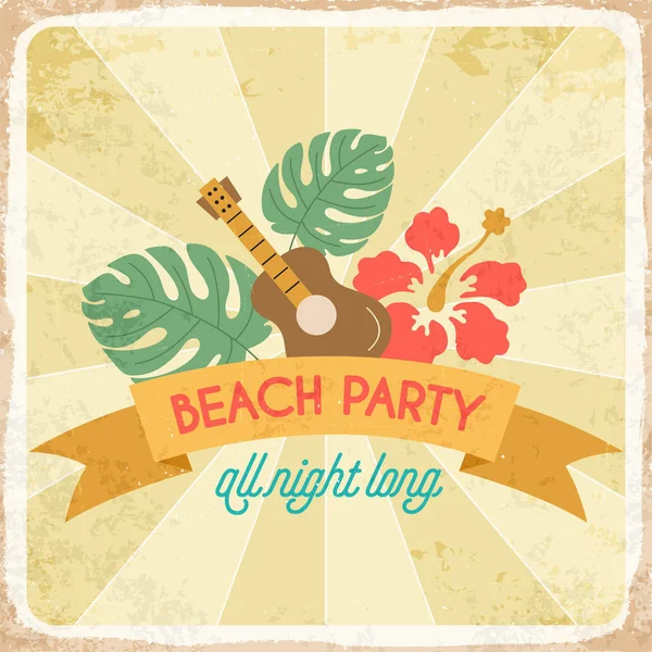 Affiche de vacances d'été rétro. Fête de plage . — Image vectorielle