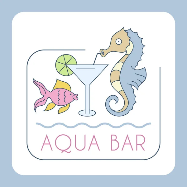 Aqua Bar Bandiera Estiva — Vettoriale Stock