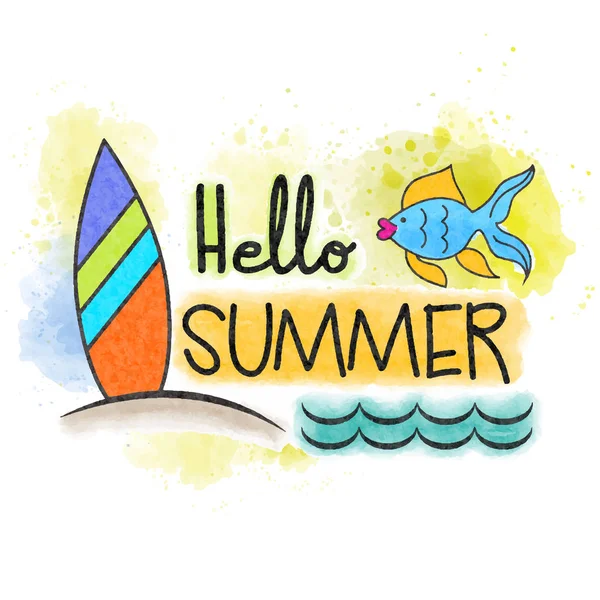 Watercolor summer holiday poster. Summer banner. — Stock Vector