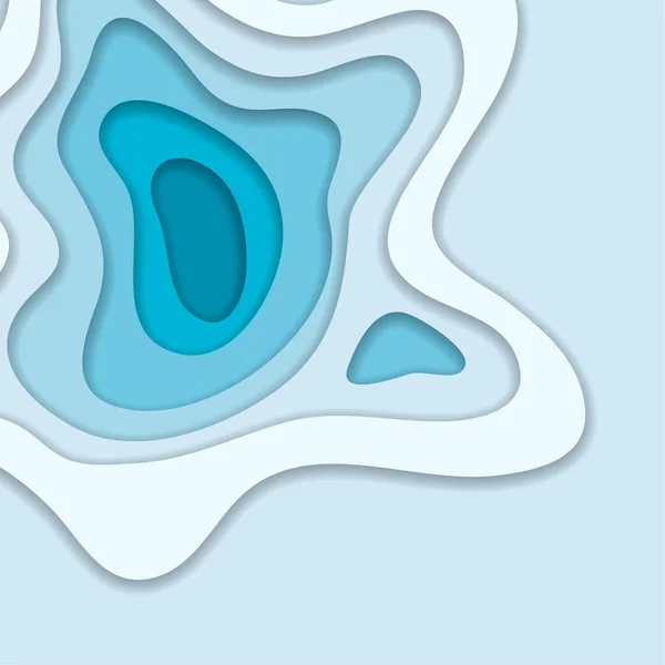 アブストラクトブルー3D紙カット背景 抽象的な波の形 ベクトル形式 — ストックベクタ
