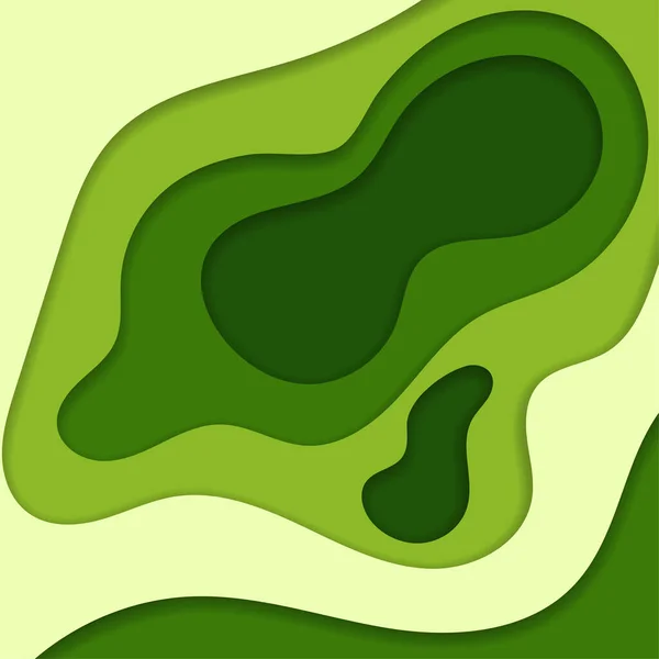 要旨緑の3Dペーパーカット背景 抽象的な波の形 ベクトル形式 — ストックベクタ