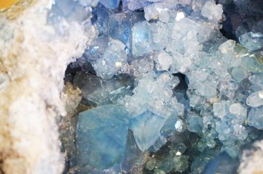 çok güzel doğal arka plan olarak mavi Celestine mineral doku