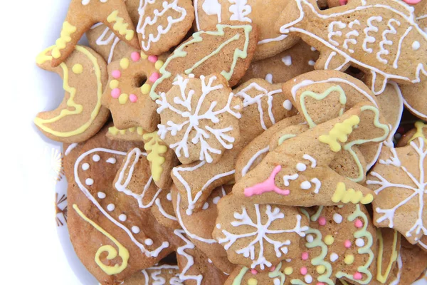 Christmas Cookies Peperkoek Geïsoleerd Witte Achtergrond — Stockfoto