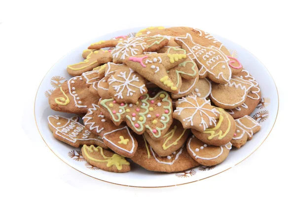 Christmas Cookies Gingerbread Isolated White Background — Stock Photo, Image