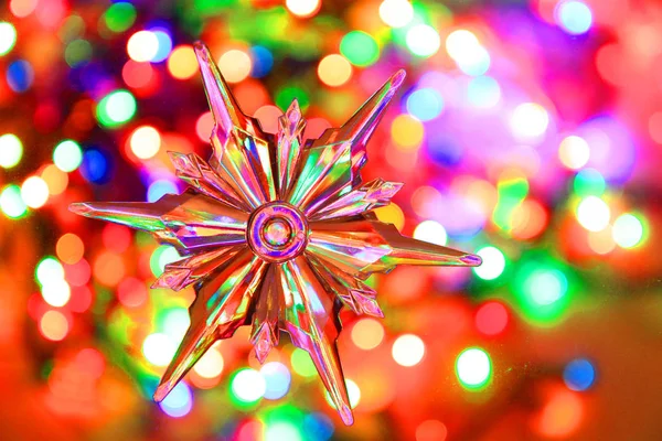 Cor Luzes Natal Com Objeto Decorativo Como Fundo Agradável — Fotografia de Stock