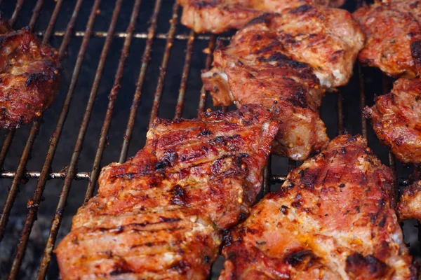 Carne Grelhada Como Fundo Comida Muito Agradável — Fotografia de Stock