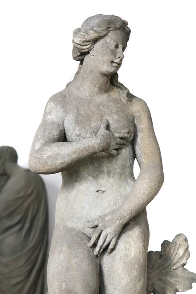Vieja Estatua Desnuda Aislada Sobre Fondo Blanco —  Fotos de Stock