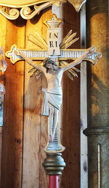 Beauté Intérieur Église Bois Dans Les Montagnes Beskydy — Photo