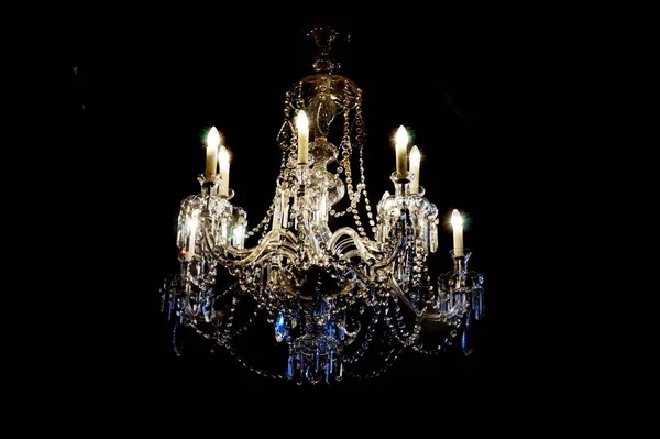 Czech Crystal Chandelier Dark Night — Stock Photo, Image