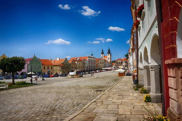 Oude Huizen Van Stad Van Telc Tsjechische Republiek — Stockfoto