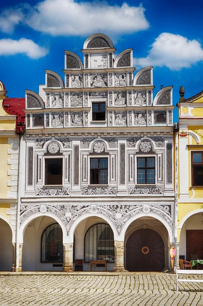 Oude Telc Witte Huis Tsjechische Republiek — Stockfoto