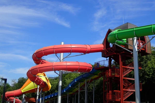 Toboggan Parque Aquático Como Bom Entretenimento Aquapark — Fotografia de Stock