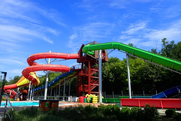 Toboggan Parque Aquático Como Bom Entretenimento Aquapark — Fotografia de Stock