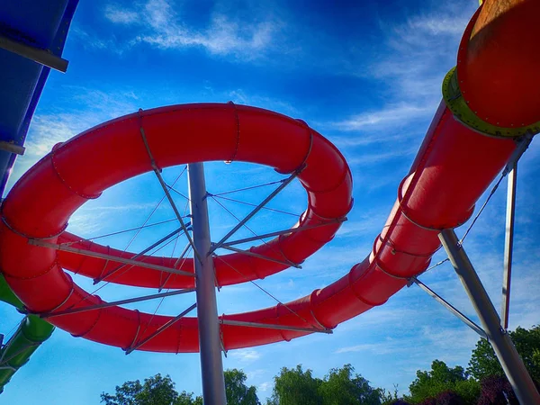 Toboggan Parque Aquático Como Bom Entretenimento Aquapark — Fotografia de Stock