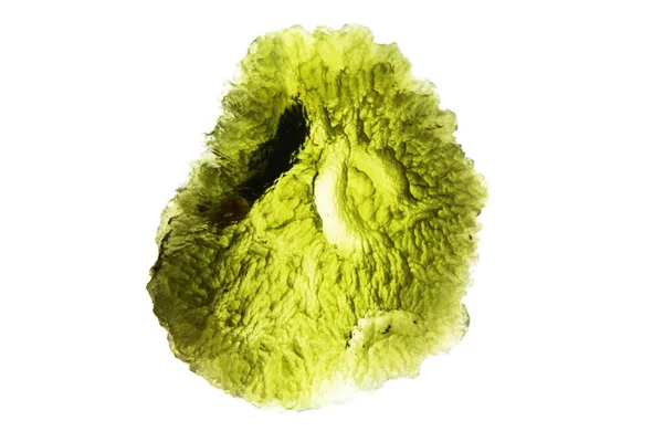 Moldavite Minerale Isolato Sullo Sfondo Bianco — Foto Stock