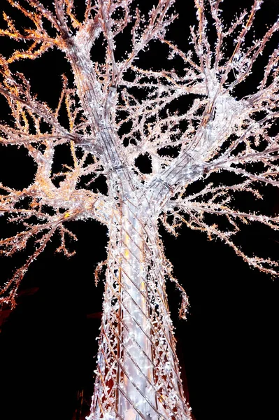 Árbol Con Luces Led Como Decoración Navidad Agradable — Foto de Stock