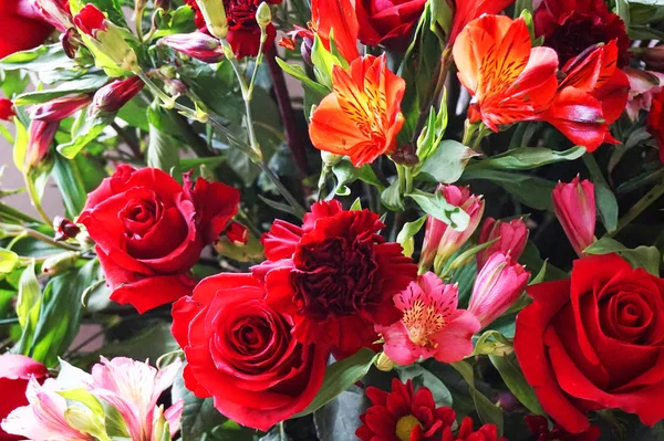 Friss Virágok Rózsák Nagyon Szép Természetes Nyári Háttereként — Stock Fotó
