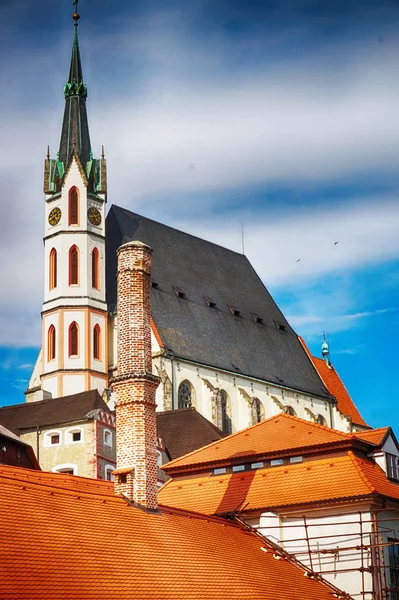 Cesky Krumlov Church Old Czech Town — Stock Photo, Image