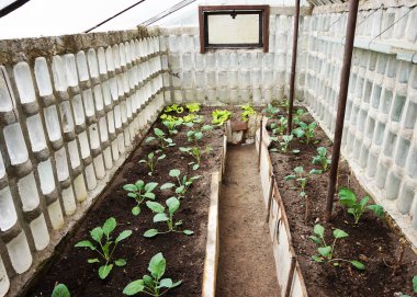 çok güzel mimari stili olarak cam şişeler üzerinden sera