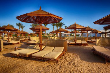 Mısır 'daki plaj çok güzel bir arka plan.