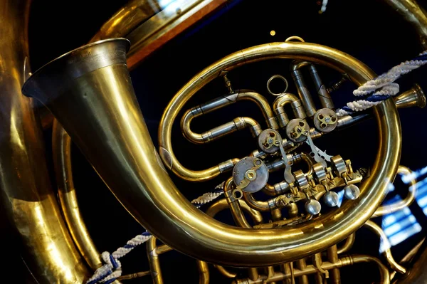 Çok Güzel Müzik Arka Plan Olarak Trompet Detay — Stok fotoğraf