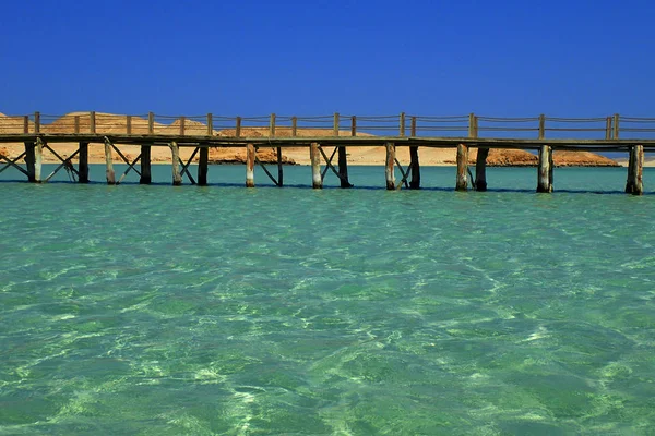 Belleza Mar Mole Madera Egipto —  Fotos de Stock