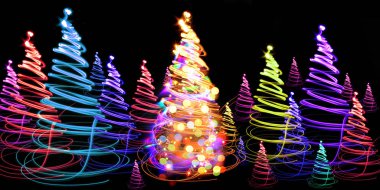 Xmas ışıklarından soyut renk ağacı 