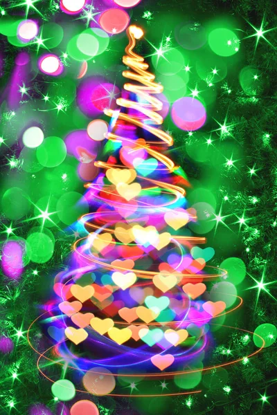 Árvore Natal Cor Abstrata Luzes Xmas — Fotografia de Stock