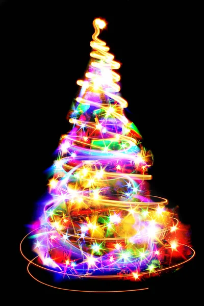 Abstrakte Farbe Weihnachtsbaum Aus Weihnachtsbeleuchtung — Stockfoto