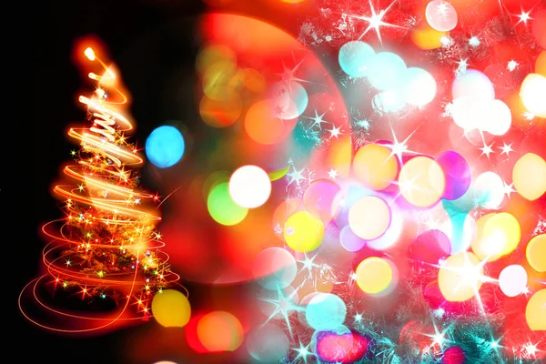 Árvore Natal Cor Abstrata Luzes Xmas — Fotografia de Stock
