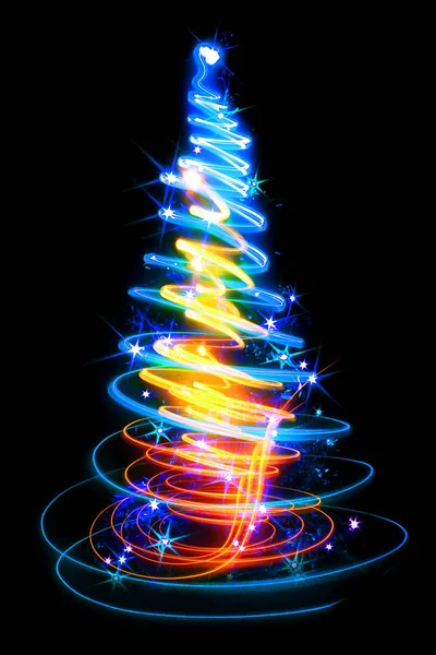 从圣诞灯中提取出的彩色圣诞树 — 图库照片