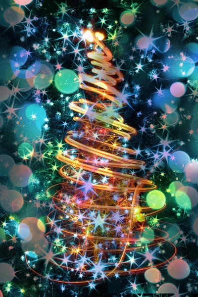 Abstraktní Barva Vánoční Strom Vánočních Světel — Stock fotografie