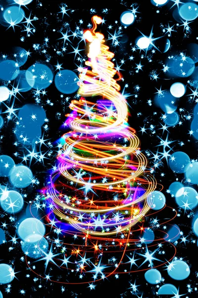 Abstrakte Farbe Weihnachtsbaum Aus Weihnachtsbeleuchtung — Stockfoto