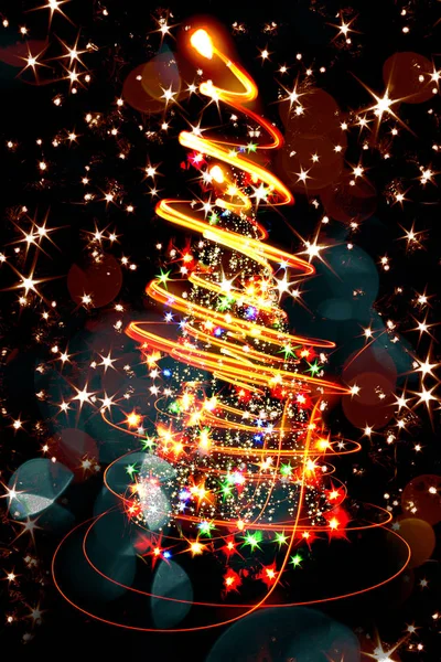 Xmas Işıklarından Soyut Renk Ağacı — Stok fotoğraf