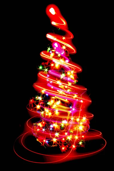 Abstrakte Farbe Weihnachtsbaum Aus Weihnachtsbeleuchtung — Stockfoto