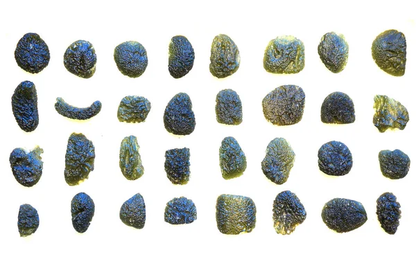 Moldavite Raccolta Minerale Ceco Isolato Sullo Sfondo Bianco — Foto Stock