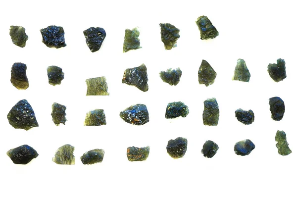 Moldavite Mineral Tjekkisk Samling Isoleret Den Hvide Baggrund - Stock-foto