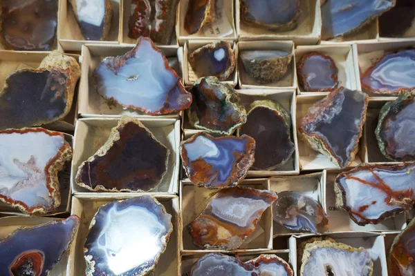 Kleur Agaat Minerale Collectie Als Mooie Natuurlijke Achtergrond — Stockfoto